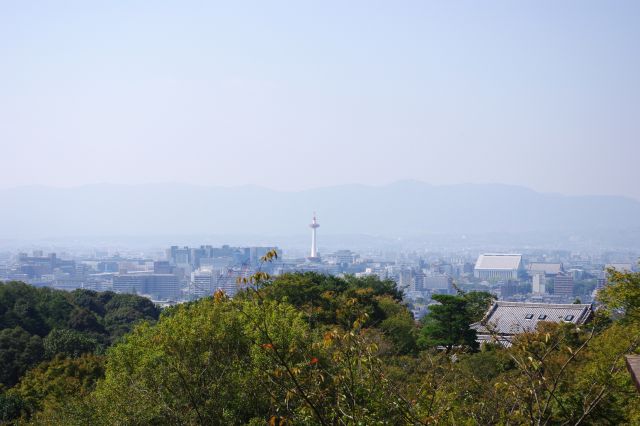 京都駅付近をズーム。京都駅や京都タワーがよく見える。
