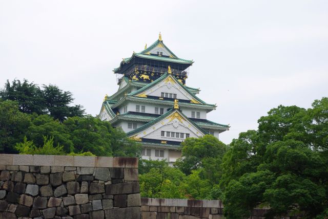 北側からの大阪城。