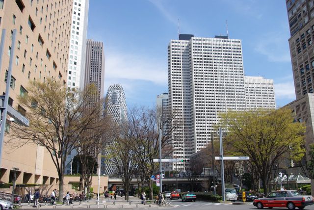 公園前からは西新宿の超高層ビル群。