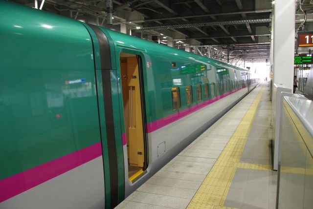 停車中のE5系新幹線。