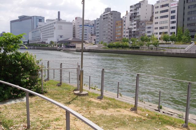 土佐堀川と京阪側。心地よい水辺の公園でした。