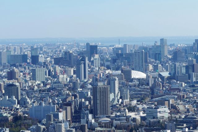 東京ドームが見えます。奥には房総半島も。