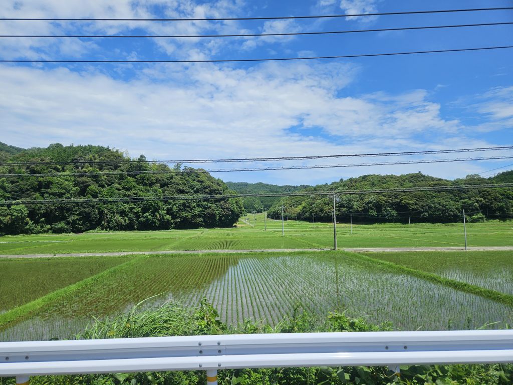 イエローバス車窓・田園風景