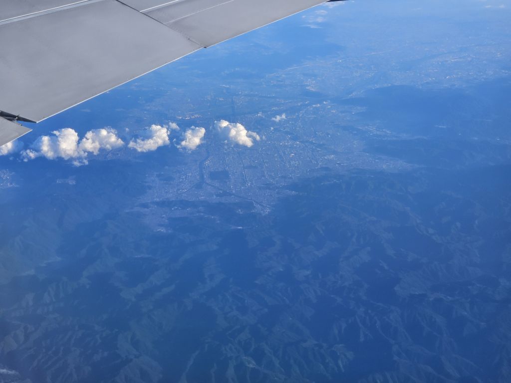 飛行機からの景色・京都盆地上空
