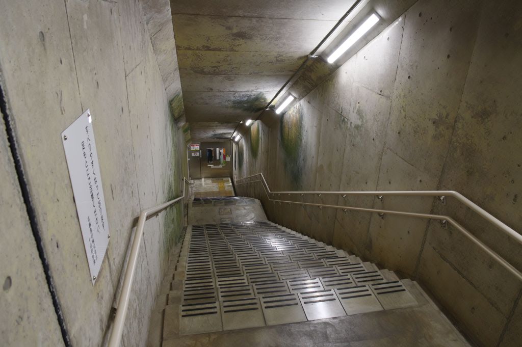 美佐島駅・階段の途中・下方を見る