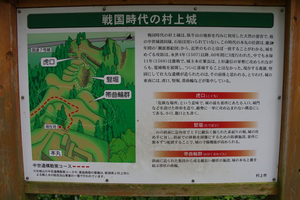 村上城・「戦国時代の村上城」看板