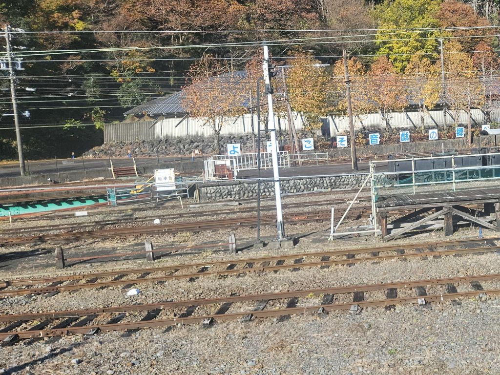 大井川沿いバス車窓・千頭駅転車台