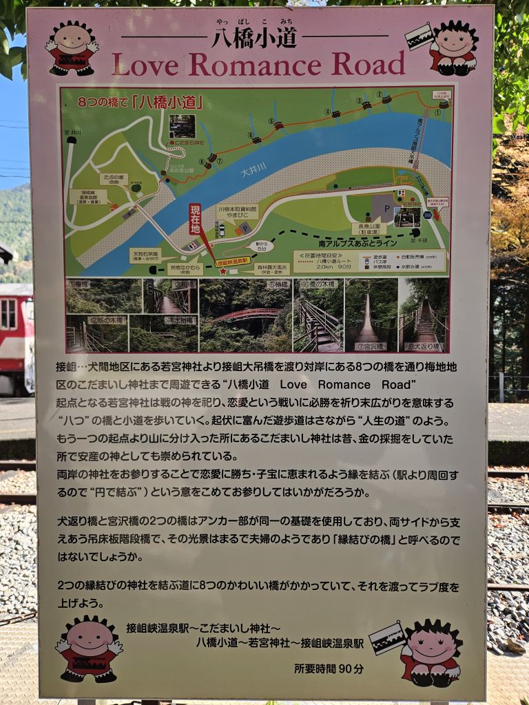 接岨峡温泉駅・八橋小道の看板