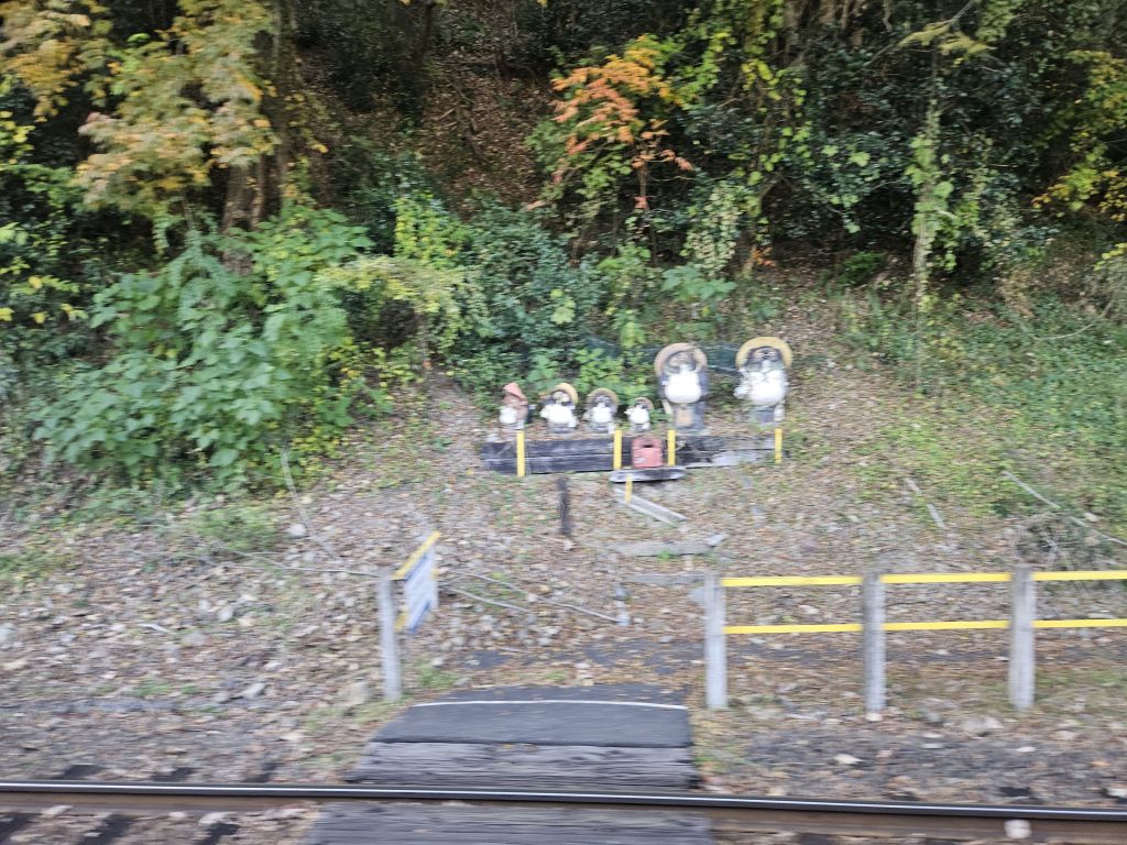 大井川鐵道SL車窓・神尾駅・タヌキ
