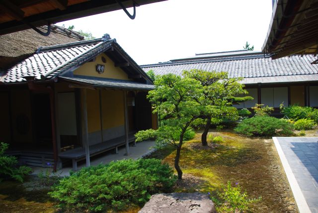 書院の庭園とは反対側、昭和59年に作られた本堂（右）へ行く途中。
