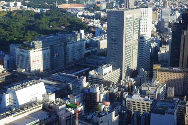 新宿駅南口周辺。高島屋、JR東日本本社ビルなどがあります。