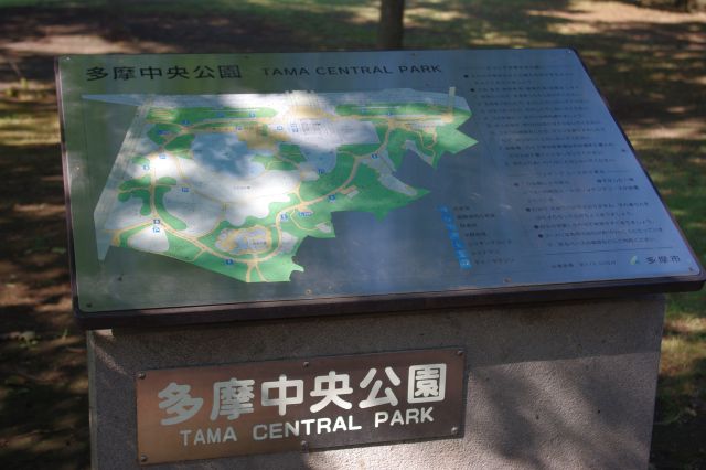多摩中央公園の園内図。