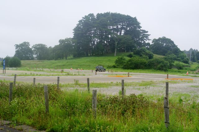 道路を渡り多賀城跡方面へ。南側の丘が見えてきます。