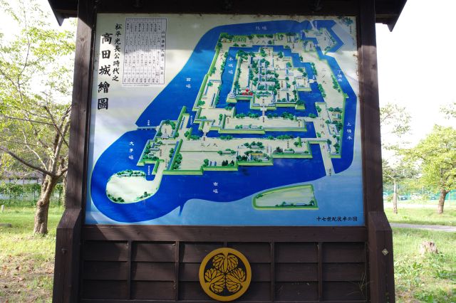 高田城の図。本丸の南西部に居ます。