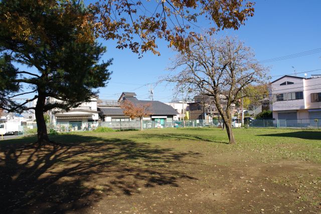 金堂跡から北東側、空き地のような公園広場です。