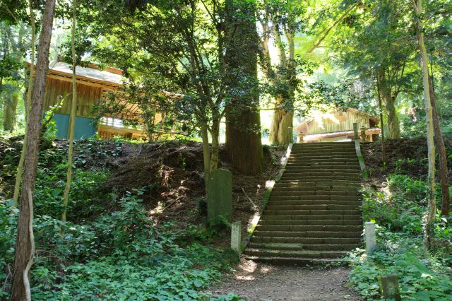 階段の上に八王子神社があります。