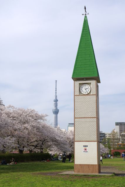 時計塔と東京スカイツリーの共演。