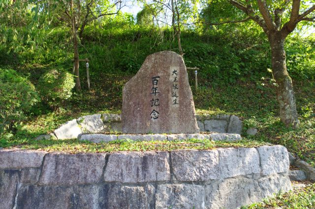 大正琴誕生百年記念の石碑があります。