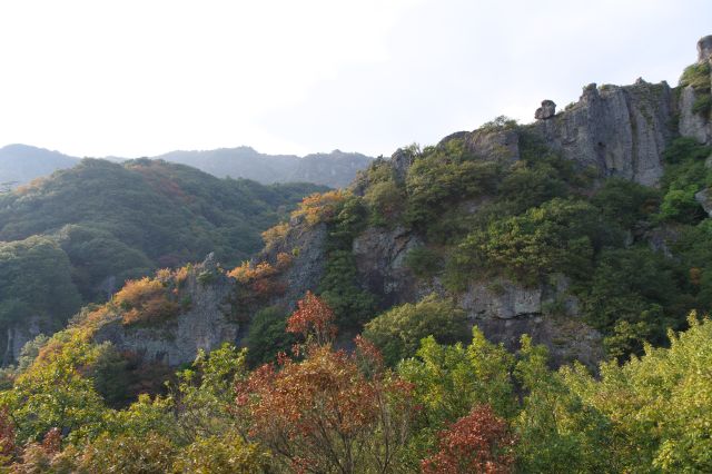 乗車すると辺りは紅葉と生々しい岩場の良い眺望が広がります。