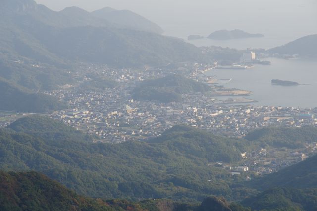 左奥の街並み、安田～坂手港方面、醤の郷があります。