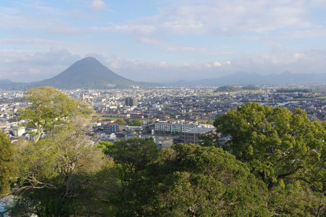 南側からは飯野山が見えます。