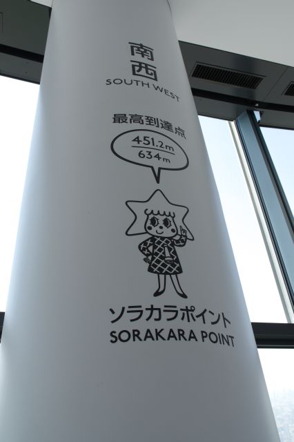 高さ451.2mのソラカラポイント。あべのハルカスや横浜ランドマークタワーの1.5倍の高さ。