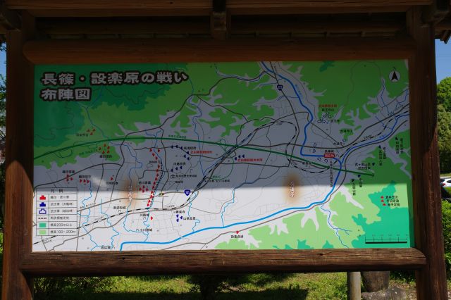 長篠・設楽原の戦い布陣図。城域よりも広範囲です。