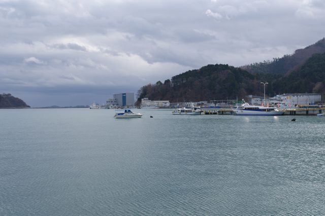 右側には桟橋、船が集まります。