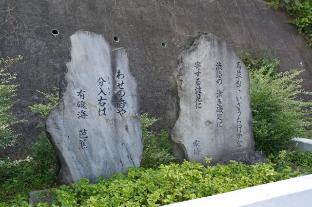 句碑があるように万葉集の大伴家持、奥の細道の松尾芭蕉が詠んだ名所です。