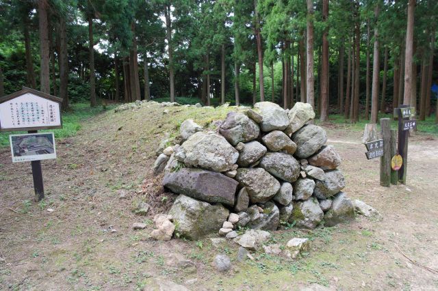 桜馬場とを仕切る石垣。