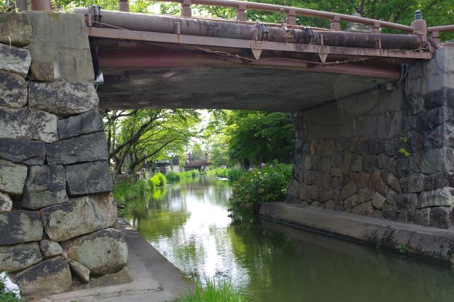 橋の下から水路の先を覗くのも一興。