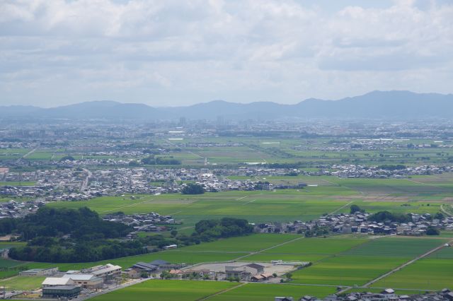 奥には大津市のビル群。