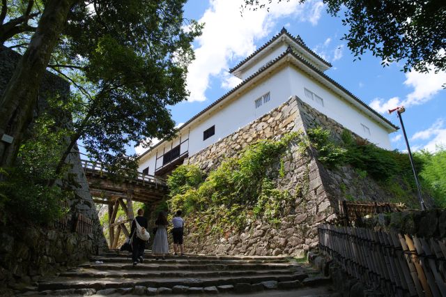 天平櫓と橋が見えてきました。