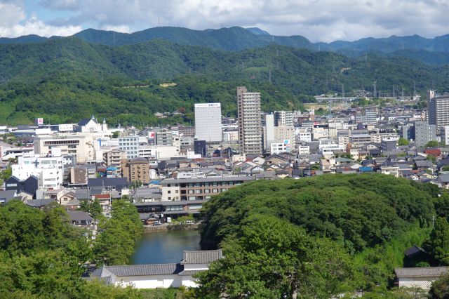 佐和口多聞櫓や彦根駅周辺の建物群。