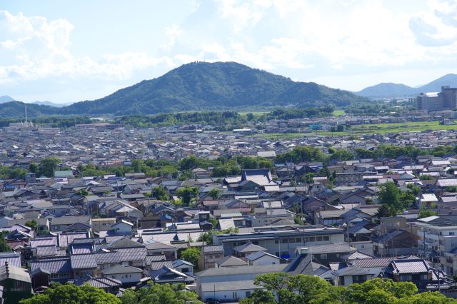 湖畔の平野に点在する山。