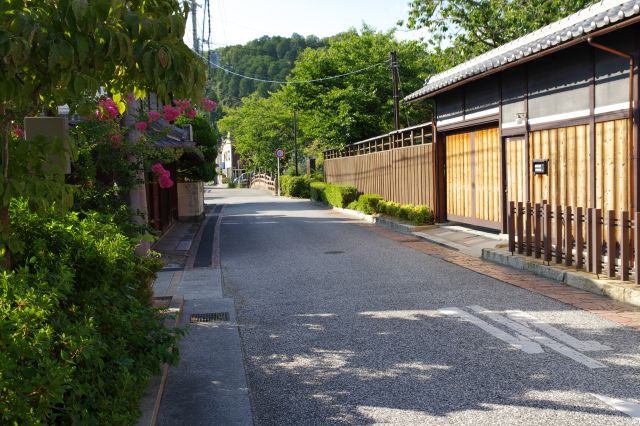 左の道の先には白雲橋の西側の明治橋。