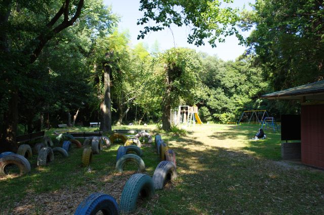 遊具のある公園の広場。