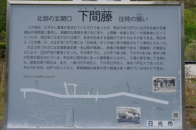 北部の玄関口「下間藤」往時の賑わいの看板。かつてはもっと栄えていたようです。