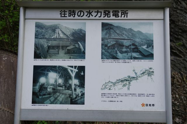 往時の水力発電所の看板。