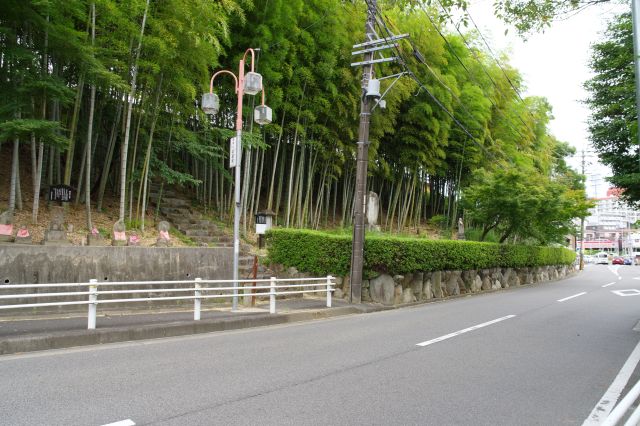 道路を隔てて竹林沿いにも関連場所がある。