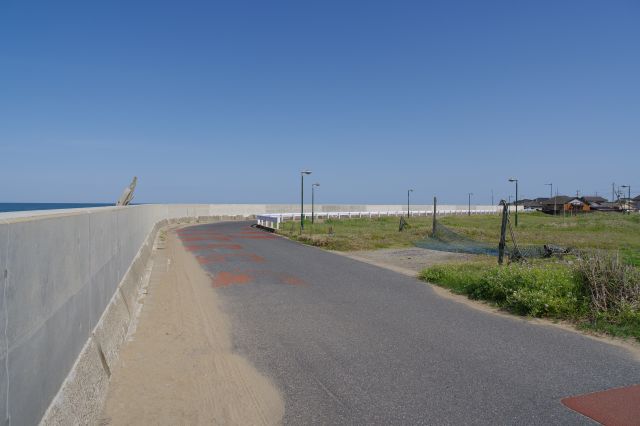 堤防の道沿いに長崎鼻へ向かいます。