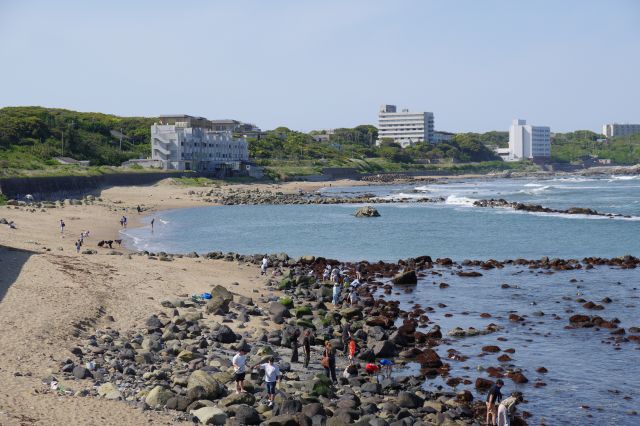 近辺には磯遊びをする人たちの姿も。