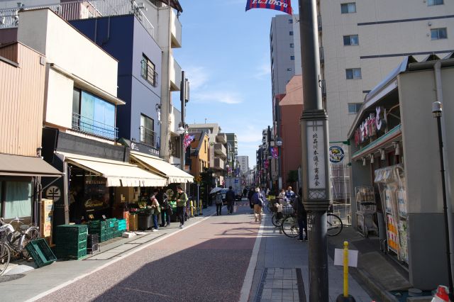 スーパー、八百屋、魚屋など生活感と活気があります。